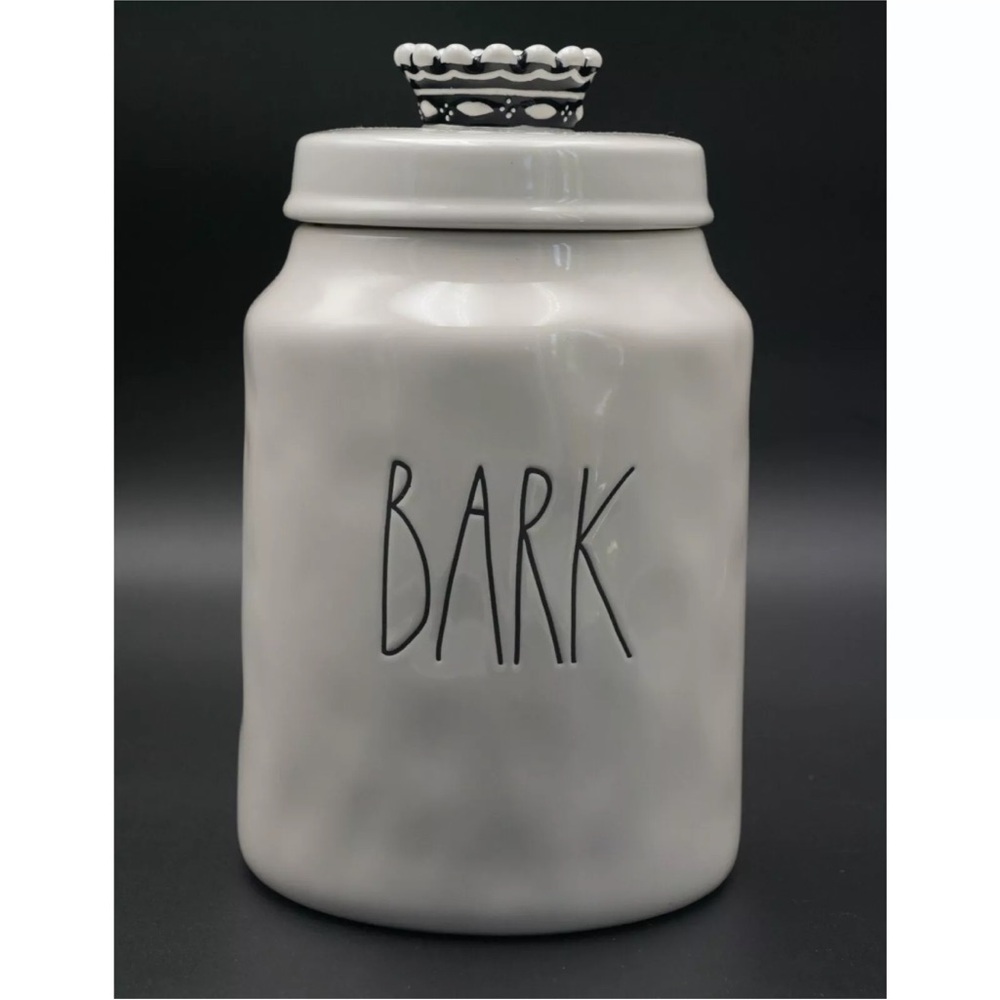 Rae Dunn "BARK" Canister / Jar with Royal Crown Lid 9" RARE HTF NWT Dog Canister